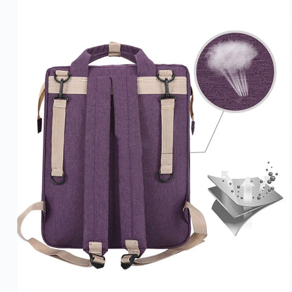 Diaper Backpack with Three Insulated Bottle Pockets and Fold-Out Changing Station, Multi-Pocket Baby Supply Bag for Moms and Dads on Everyday Outings