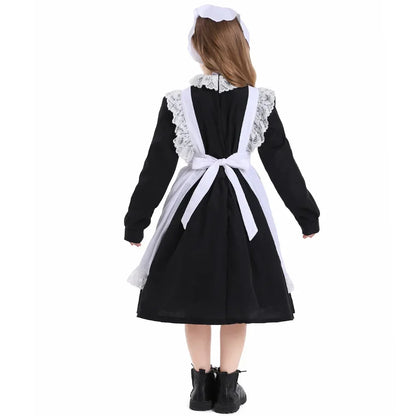 Girls Pioneer Prairie Costume Dress with Apron and Bonnet Options for Colonial School Plays, Historical Dress-Up and Halloween Events