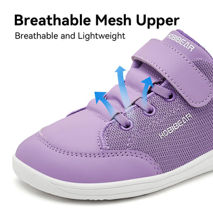 Kids Colorblock Barefoot Sneakers by HOBIBEAR with Breathable Mesh, Wide Toe Box, Zero-Drop Design and Easy Strap for Everyday Walking