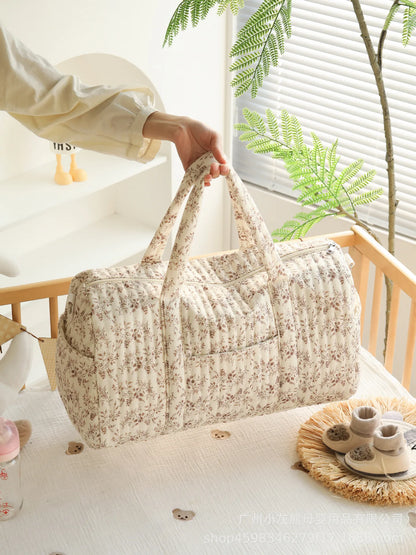 Diaper Bag Tote with Leaf Print, Large Capacity Mommy Handbag with Zipper Closure and Carry Handles for Baby Essentials and Travel