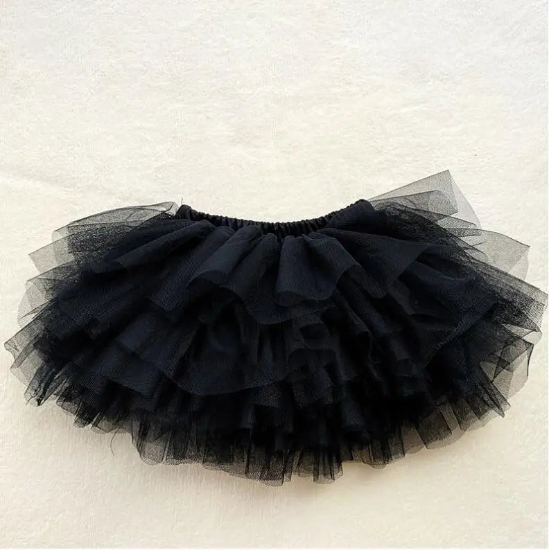 Tiered Tulle Tutu Skirt for Toddler and Little Girls with Gathered Waistband, Fluffy Solid Color Pettiskirt for Birthdays, Dance and Dress-Up