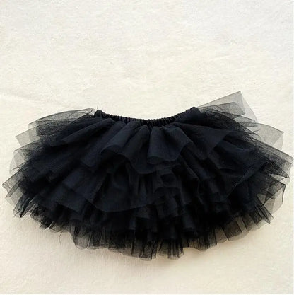 Tiered Tulle Tutu Skirt for Toddler and Little Girls with Gathered Waistband, Fluffy Solid Color Pettiskirt for Birthdays, Dance and Dress-Up