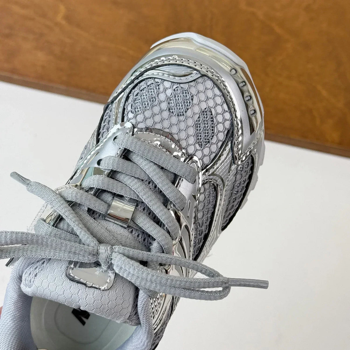 Kids Mesh Sneakers with Metallic Orbit Styling, Lace-Up Casual Walking Shoes in Pink or Silver with Rubber Soles for Everyday Outfits