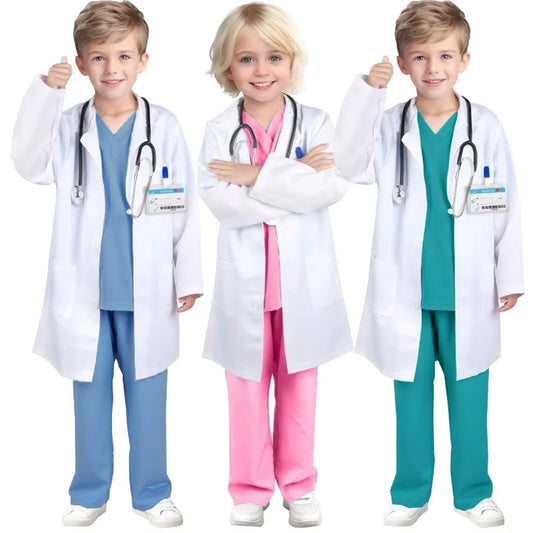 Children’s Medical Role Play Costume with White Coat Styling for Doctor and Nurse Dress-Up, Career Day, Halloween Parties and Pretend Clinic Games