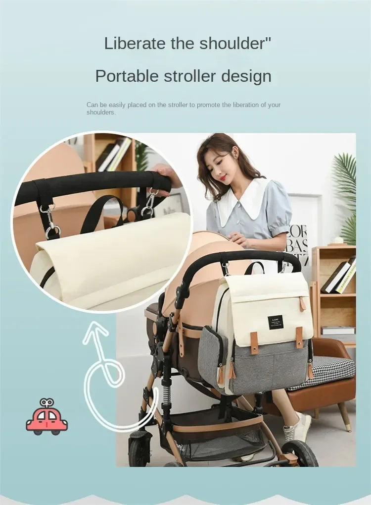 Flap-Top Diaper Backpack with Front Storage Pockets, Two Stroller Hooks and 53 x 34 cm Changing Mat for Baby Essentials and Everyday Parent Outings
