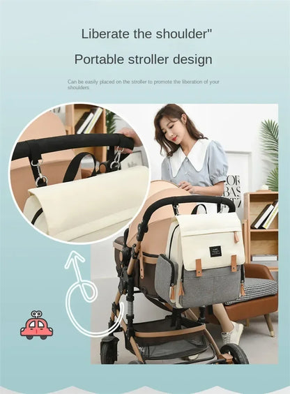 Flap-Top Diaper Backpack with Front Storage Pockets, Two Stroller Hooks and 53 x 34 cm Changing Mat for Baby Essentials and Everyday Parent Outings