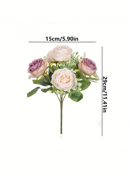 Artificial Peony Flowers, 4-Piece Faux Floral Bouquet for Wedding and Engagement Decor, Home Arrangements and Anniversary Gifts, No Vase Included