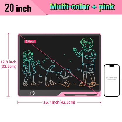 Rechargeable LCD Writing Tablet for Kids, 16 or 20 Inch Color Drawing Board with Screen Lock, Erase Button and Stylus for Learning and Memos