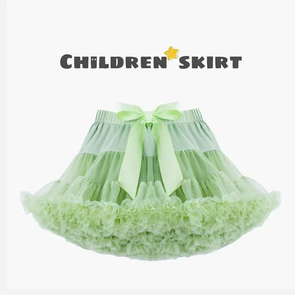 Girls Bow Waist Tutu Skirt with Fluffy Tulle Layers and Satin Lining, Adjustable Elastic Waist Pettiskirt for Birthdays, Dance and Dress Up