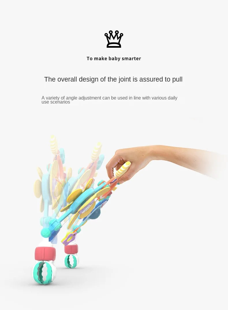 Stroller Activity Toy Arch with Colorful Hanging Play Details, Ocean or Bee Theme Clip-On Baby Play Bar for Supervised Sensory Exploration