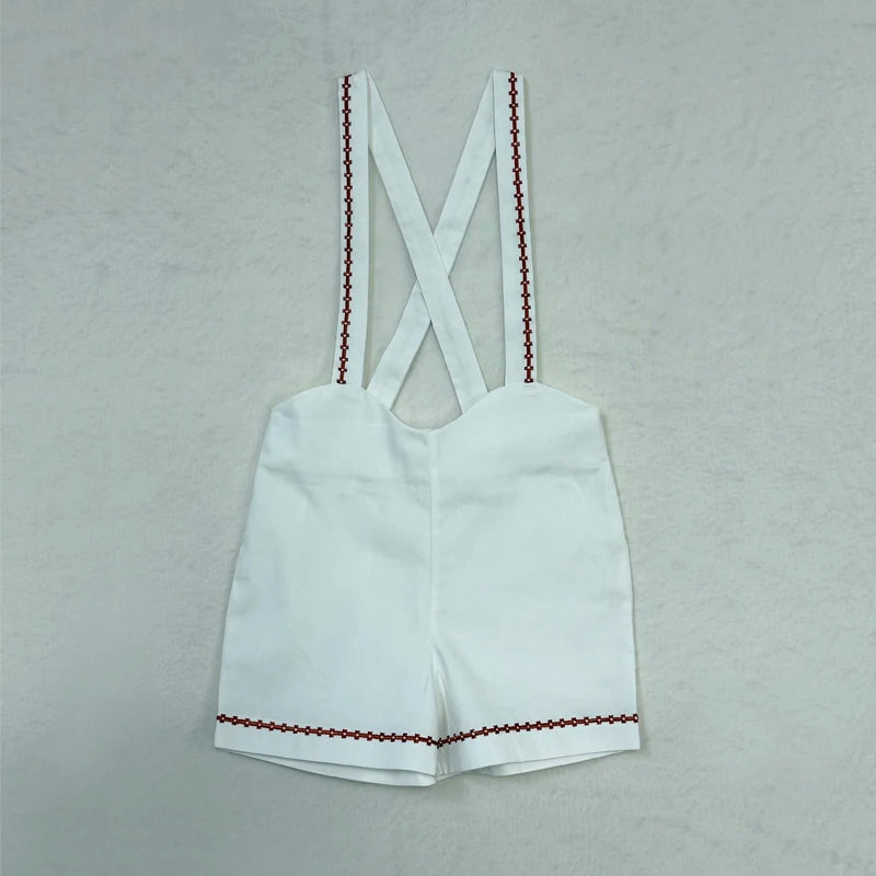 Matching Sibling Clothes with Classic Blue Trim, Shirts, Shorts, Overalls, Dresses and Cardigan Options for Baby Boys, Girls and Kids