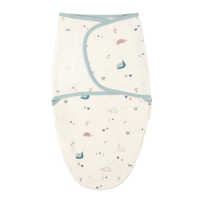 Envelope Baby Swaddle Wrap with Cap, INSULAR Adjustable Cotton Newborn Set in S and M with Animal, Leaf, Rainbow and Star Pattern Options