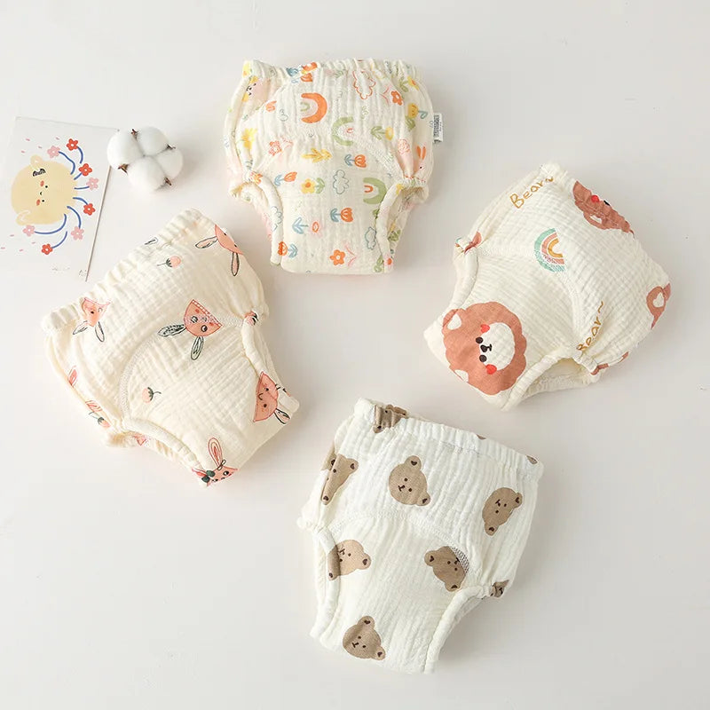 Printed Cotton Potty Training Pants, Single Reusable Learning Underwear with Pull-On Waist for Babies and Toddlers in Sizes 80–110