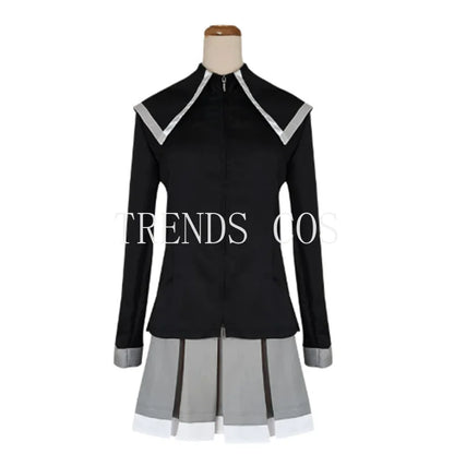 Akemi Homura Cosplay Uniform with White Coat, Gray Skirt, Purple Bows and Stockings, Anime Character Outfit for Halloween and Convention Events