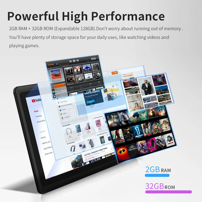 7 Inch Android Tablet with Protective Case, Pritom Android 13 Quad-Core WiFi Tablet with 32GB Storage, 2GB RAM Plus 2GB Virtual Memory and Dual Cameras