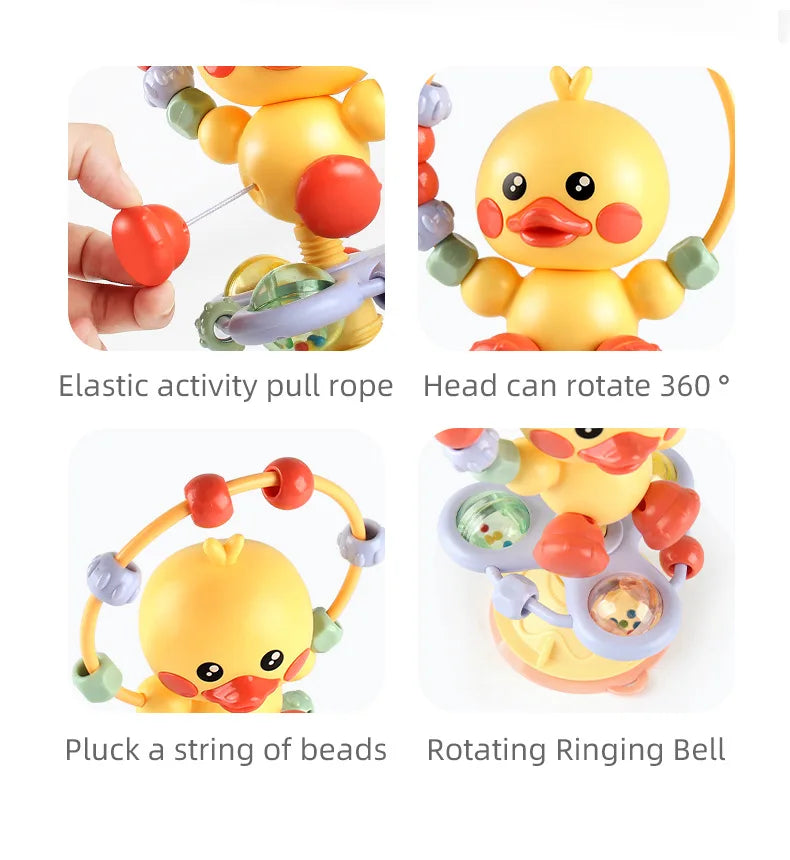 Animal Suction Activity Toy with Colorful Beads and Rattle Rings, Cartoon Tabletop Play Accessory for Supervised Reaching and Hands-On Exploration