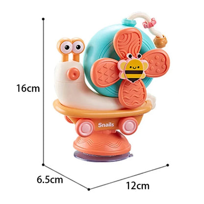 Suction Cup Snail Spinner Toy with Colorful Windmill and Wheeled Design for Supervised Sensory Play, Fine Motor Exploration and Gifting
