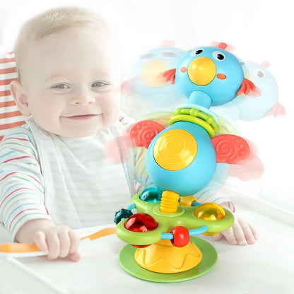 Animal Suction Activity Toy with Colorful Beads and Rattle Rings, Cartoon Tabletop Play Accessory for Supervised Reaching and Hands-On Exploration