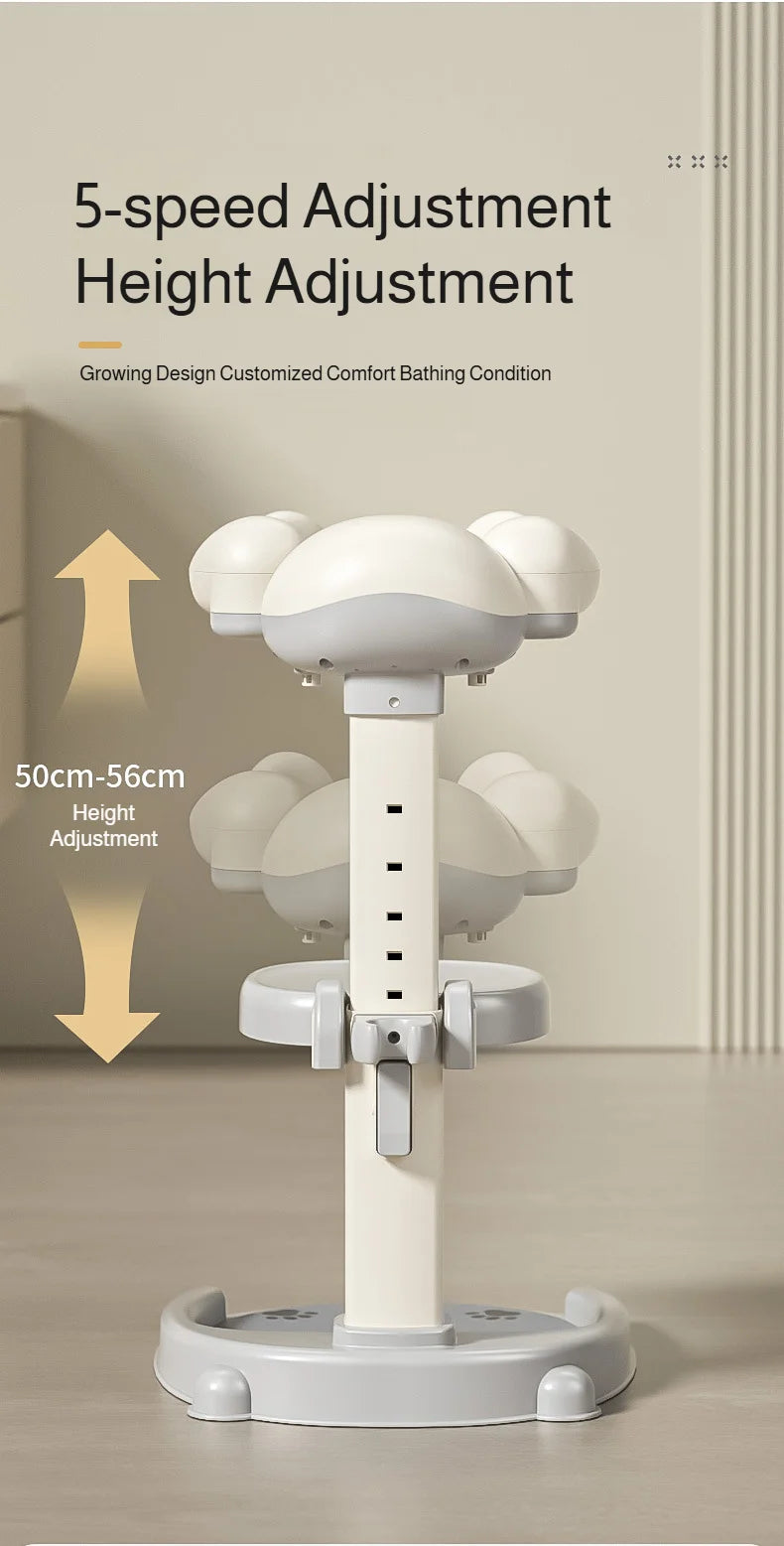 Adjustable Kids Shower Stand with Wraparound Support, Textured Base and Showerhead Holder, Gray or Brown Options for Adult-Supervised Bathing
