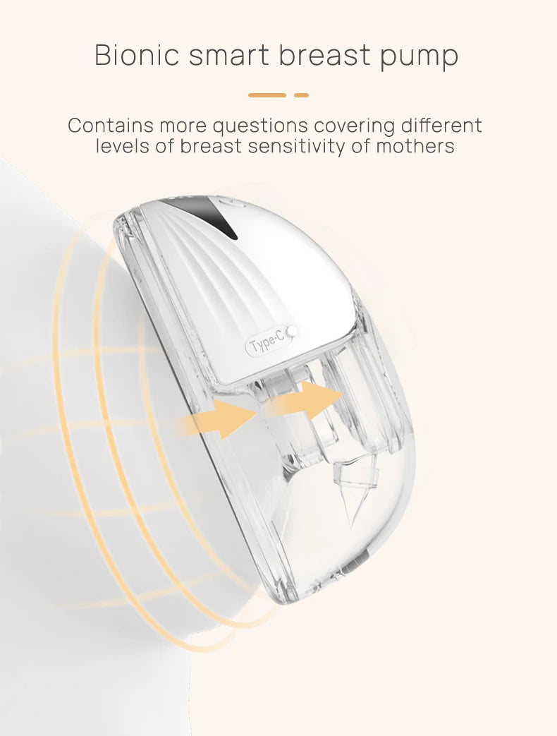 HOMEFISH Wearable Breast Pump MY-375 White 2-Piece Set with 4 Modes, 12 Adjustable Levels, 1200mAh Rechargeable Battery and Type-C Charging