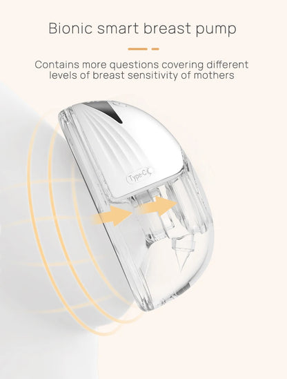 HOMEFISH Wearable Breast Pump MY-375 White 2-Piece Set with 4 Modes, 12 Adjustable Levels, 1200mAh Rechargeable Battery and Type-C Charging