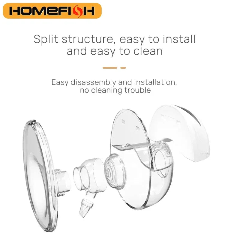 HOMEFISH Wearable Breast Pump MY-375 White 2-Piece Set with 4 Modes, 12 Adjustable Levels, 1200mAh Rechargeable Battery and Type-C Charging