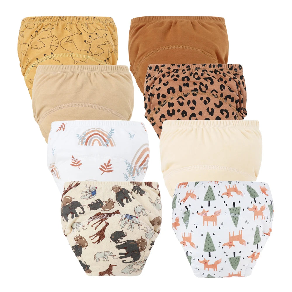 Washable Potty Training Pants Multipack, 4 or 8 Reusable Toddler Underwear Briefs with Printed Designs for Daytime Toilet Learning, Sizes S-XL