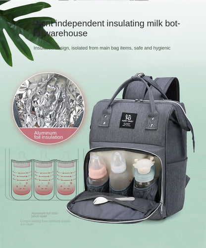 Diaper Backpack with Front Bottle Organizer and Carry Handles, Zippered Baby Essentials Bag in Five Colors for Parents and Everyday Outings