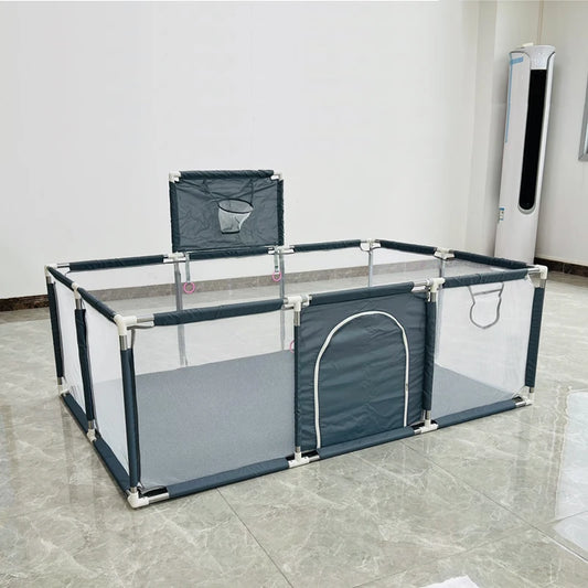 Indoor Baby Playpen by IMBABY, Mesh Activity Enclosure with Square or Rectangular Styles, Optional Dual Soccer Nets and Six Color Choices