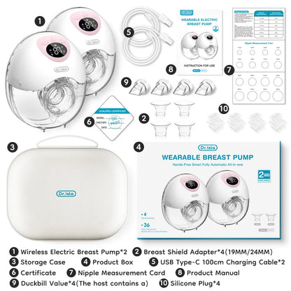 Double Wearable Breast Pump Set EB50 with 4 Modes and 36 Levels, Rechargeable Hands-Free Electric Pumps, Storage Case and 19mm/24mm Fit Accessories
