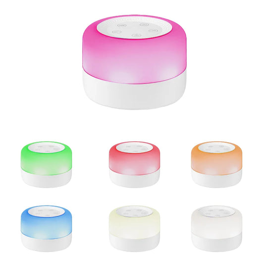 Color Light White Noise Machine with 7 Light Effects and 12 Sounds, 2000mAh Rechargeable Battery, Compact Sound Device for Nursery and Travel