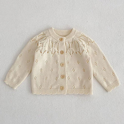 Baby Girl Knit Cardigan Sweaters with Long Sleeves, Korean-Style Infant and Toddler Layering Coats in Multiple Designs, Sizes 3M to 3T