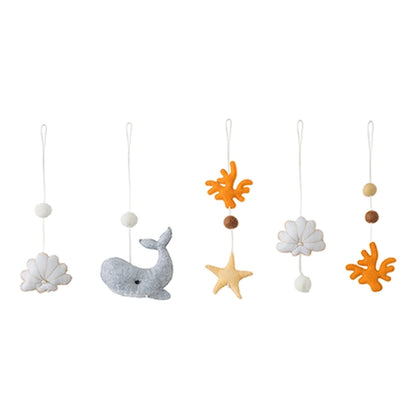 Baby Gym Hanging Toys in Wood and Cotton with Animal, Star and Moon Pendant Designs, Individual or Set Options for Supervised Play