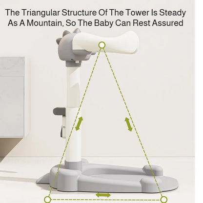 Adjustable Kids Shower Stand with Wraparound Support, Textured Base and Showerhead Holder, Gray or Brown Options for Adult-Supervised Bathing