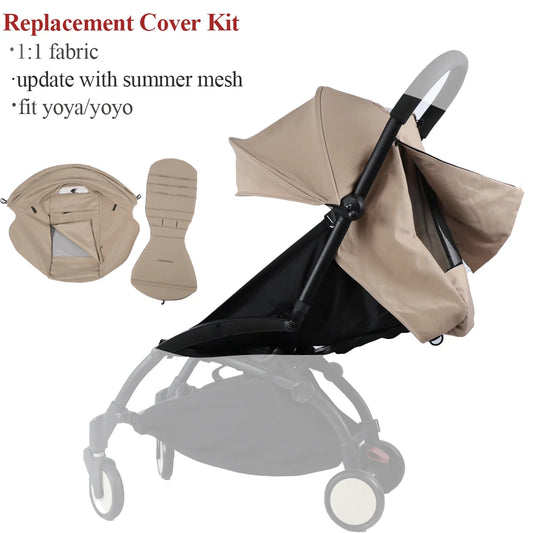 Stroller Canopy and Seat Cushion Kit with Mesh, Replacement Fabric Set Compatible with YOYO and YOYO+ for Everyday Outings, Multiple Colors