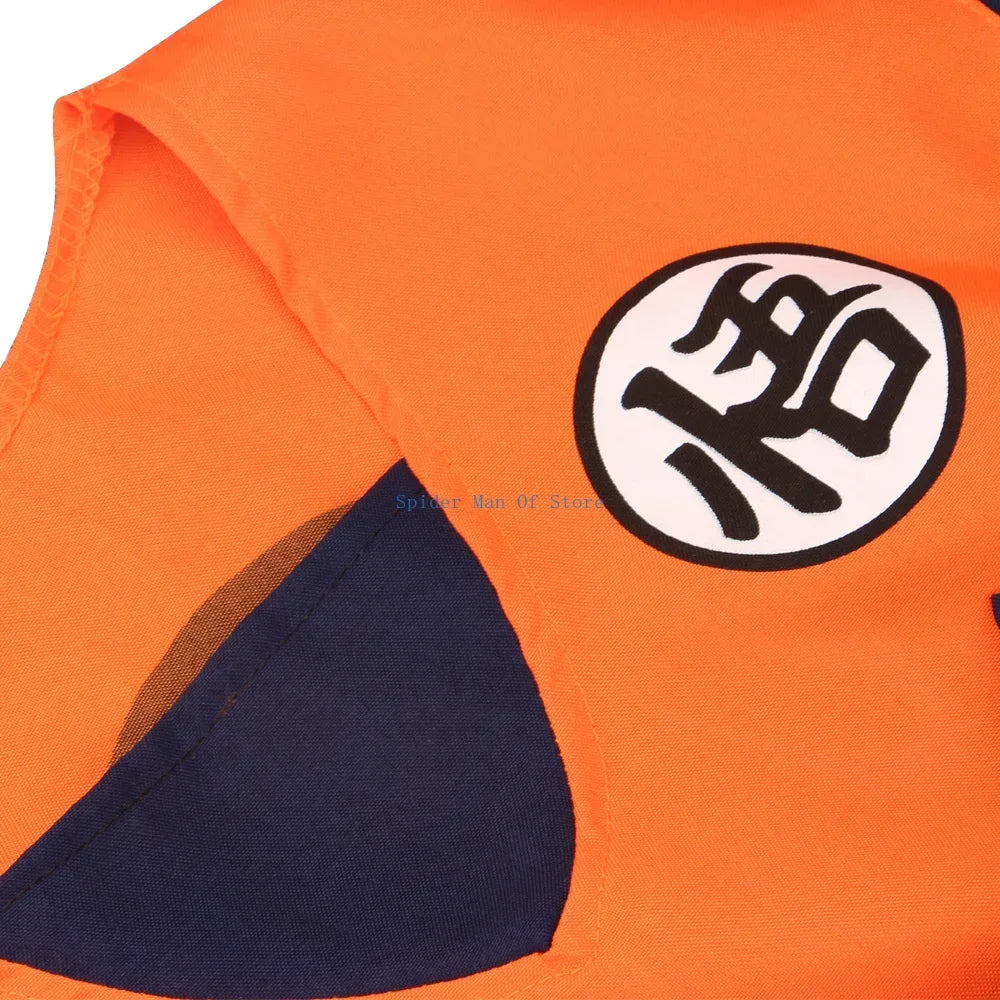 Orange Anime Gi Costume for Kids and Adults, Goku-Inspired Polyester Top and Pants with 5, 6 or 7-Piece Accessory Options for Halloween and Cosplay