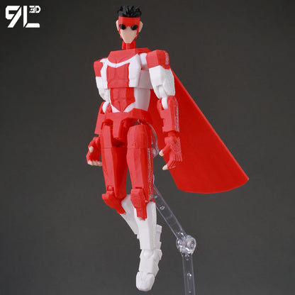 Articulated Superhero Action Figure, 3D Printed PETG Collectible with 30+ Poseable Joints, Interchangeable Parts and Accessories for Display