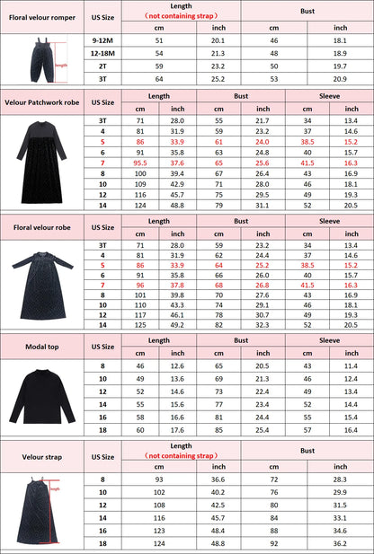 Floral Velour Kids Coordinating Outfits with Girls Dresses, Baby Romper Options, Boys Clothing Sets and Separate Modal Shirt