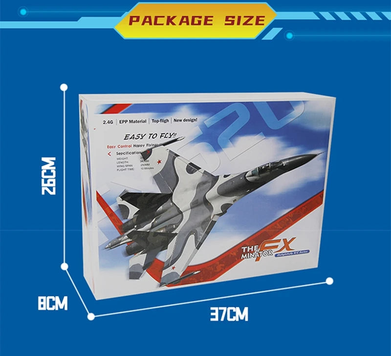 RC Airplane SU35 Fighter, Oike EPP Foam Plane with 2.4 GHz Control, Gyroscope and LED Lights for Outdoor Flying, One or Two Battery Options