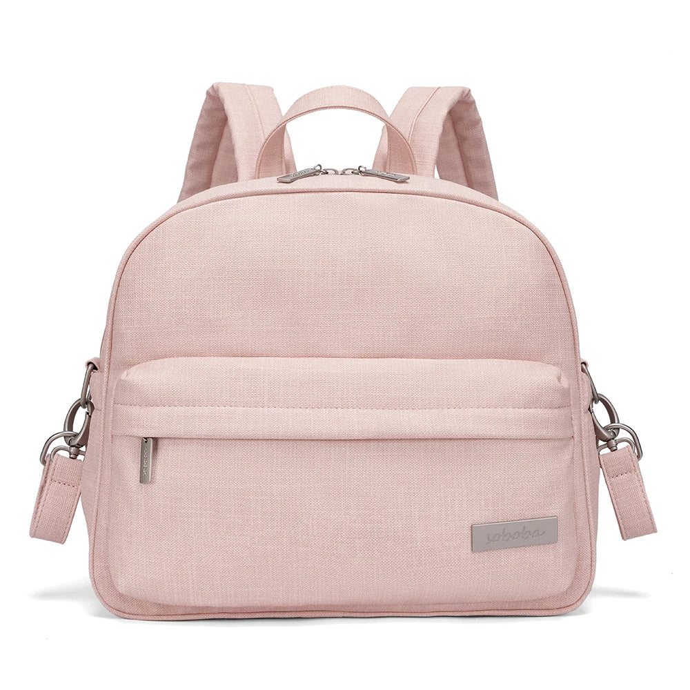 Waterproof Diaper Backpack by SOBOBA | Large Capacity Solid-Color Nappy Changing Bag with Two Straps for Moms and Baby Care Outings