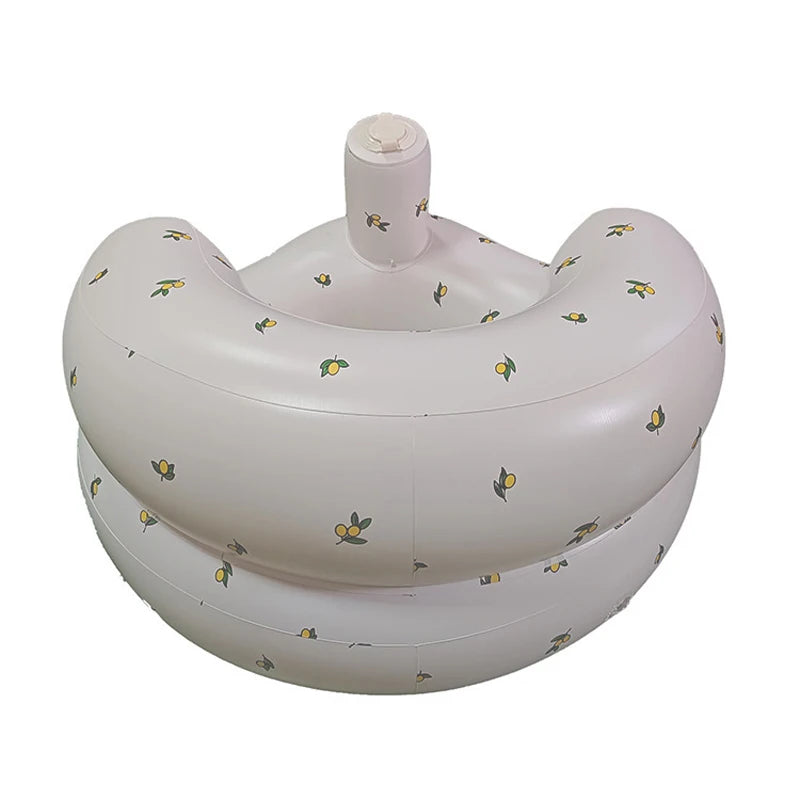 Inflatable Baby Sofa Seat with Built-In Air Pump, Portable Infant Floor Chair for Supervised Sitting and Play, Olive Flower or Bear Head
