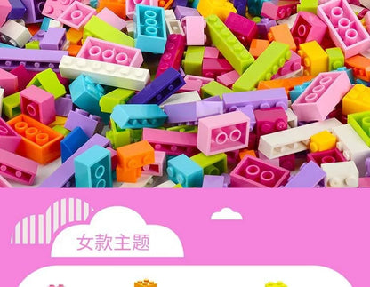 Creative Building Brick Set, 300 or 500 Colorful DIY Pieces for Open-Ended Construction, City Scenes, Counting and Shape Sorting Play