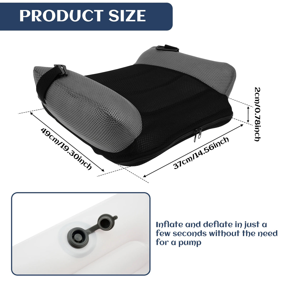 Portable Inflatable Kids Chair Cushion with PVC and Mesh Construction, Black Red or Blue Travel Seat Pad for Supervised Non-Vehicle Seating