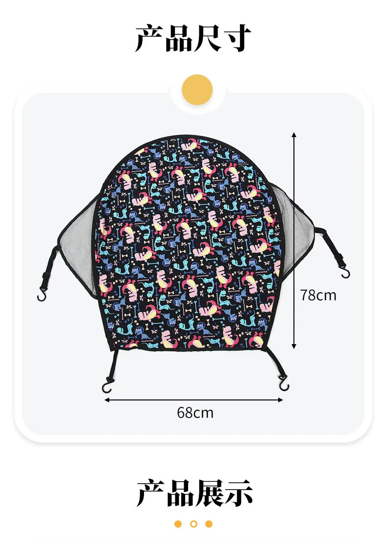 Baby Stroller Shade Extender, Pushchair Sun Awning in Black, Dinosaur, Bear or Star Designs for Extra Canopy Coverage on Outdoor Family Walks