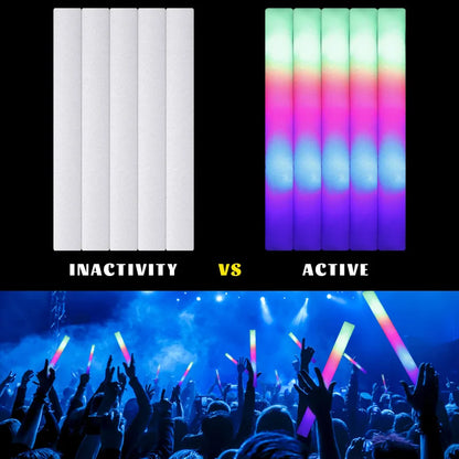LED Foam Glow Sticks Bulk Party Favors with RGB, Single-Color and Personalized Options for Weddings, Birthdays, Concerts and Christmas