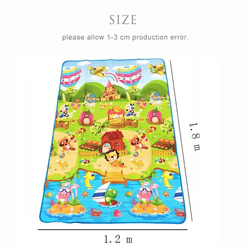 ABC Baby Crawling Mat 180 x 120 cm with Double-Sided Alphabet and Farm Prints, Foldable Foam Floor Play Rug with Handled Storage Bag