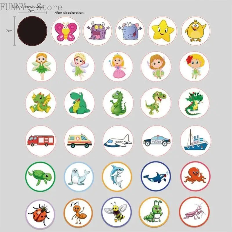 Potty Training Target Stickers with Temperature-Sensitive Color Reveal, Reusable Toilet Decals in Animal, Marine, Insect and Fairy Theme Options