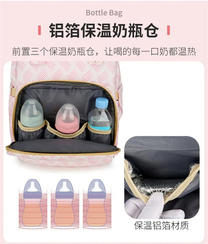 Convertible Diaper Bag Backpack with Fold-Out Changing Area and Stroller Hooks, 30 x 20 x 40 cm Baby Essentials Organizer for Parents