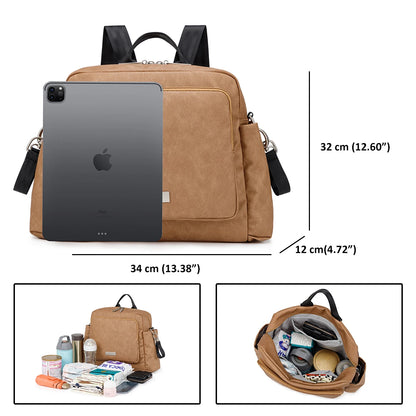 Diaper Bag Backpack with Wide Front Zip Pocket, SOBOBA Baby Essentials Organizer with Side Pockets and Top Handle, 34 x 32 x 12 cm