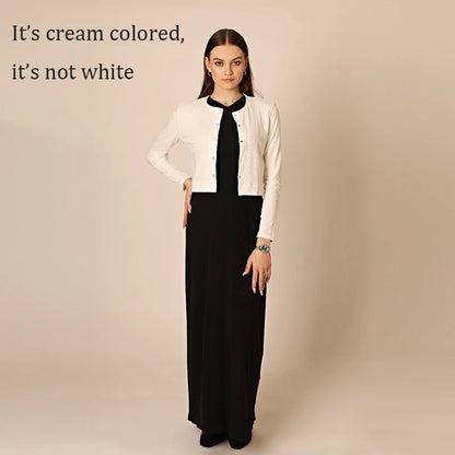 Women's Sleeveless Maxi Dress and Button-Front Cardigan Options, Black and Cream Layering Outfit for Everyday Wear, Ladies XS-3XL